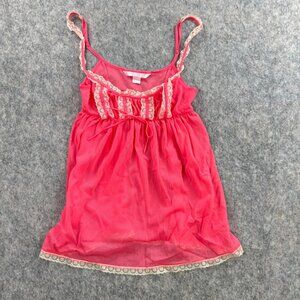 Victorias Secret Pink Babydoll Cami Sheer Lace Sz XS
